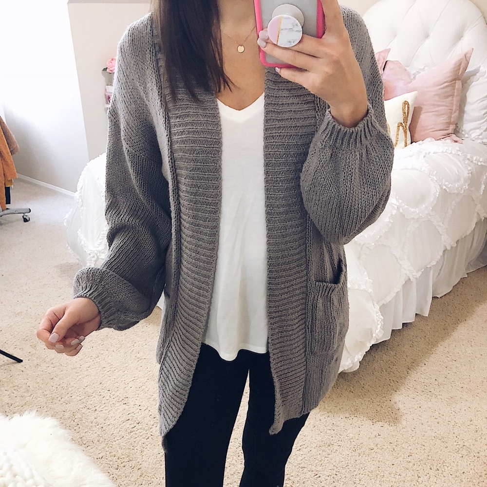 Blouson knit cardigan